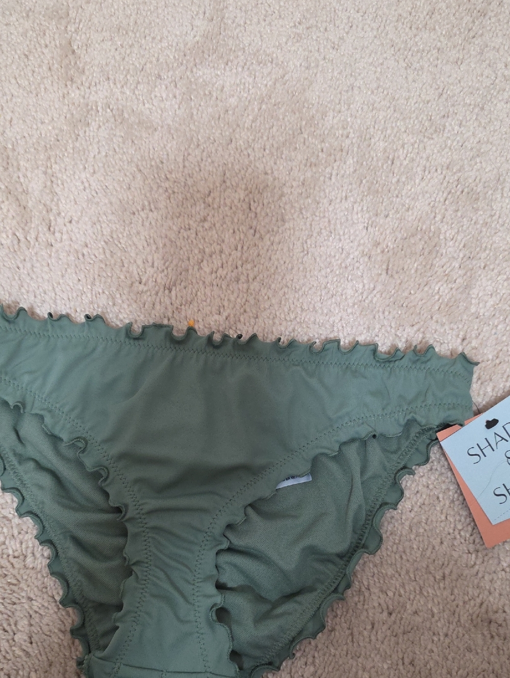 Shade & Shore Olive Green‎ Ruffle Bikini Bottom Size XS